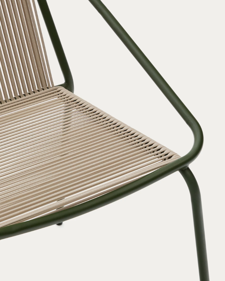 Venkovní křeslo ZIVIA lina écru se ocelovým podstavcem