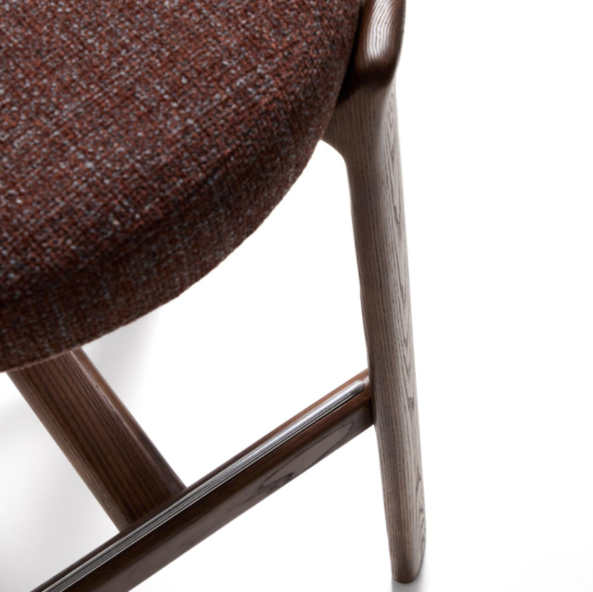 GRANITE brown chenille stool with a dark ash base