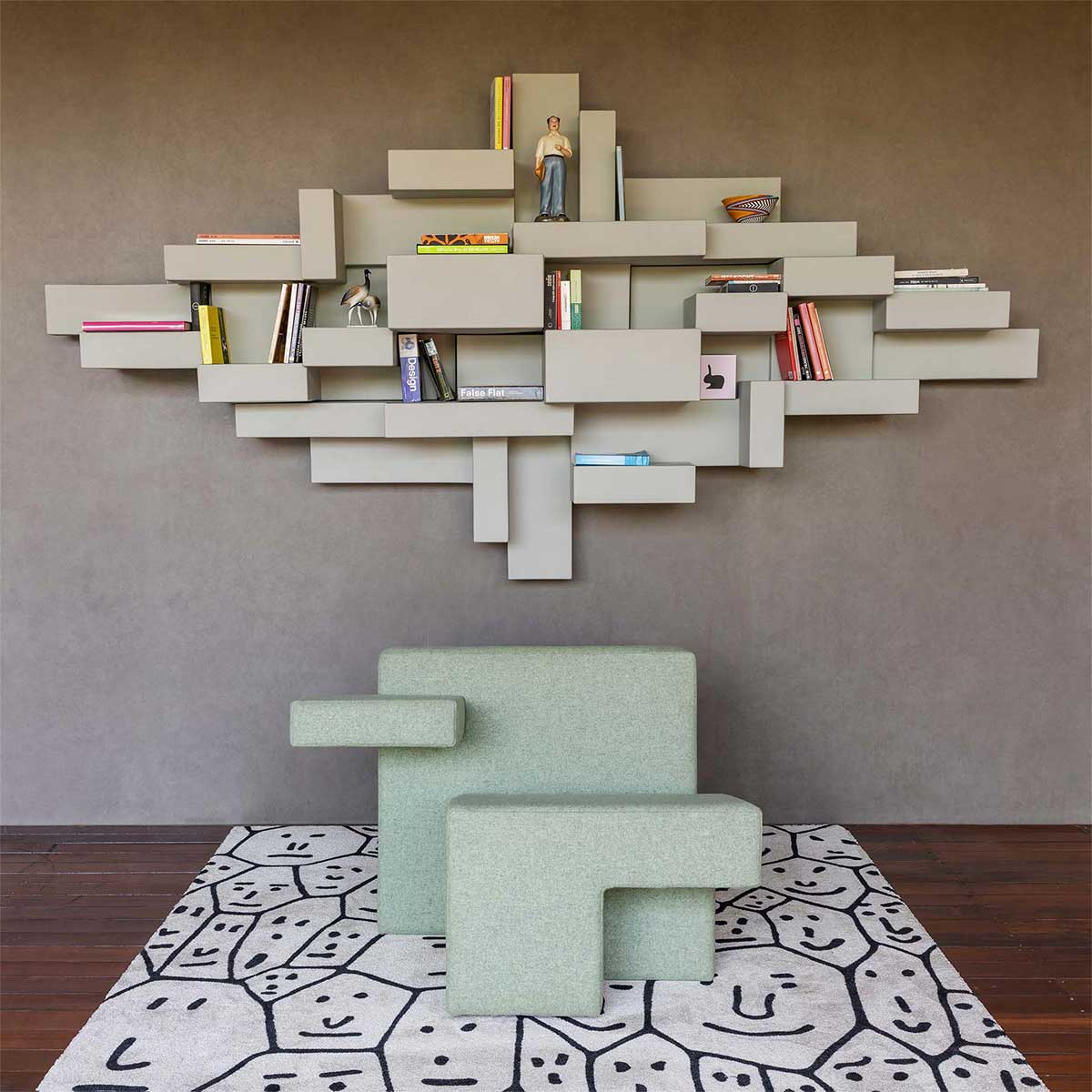 FLOATING FACES rug beige