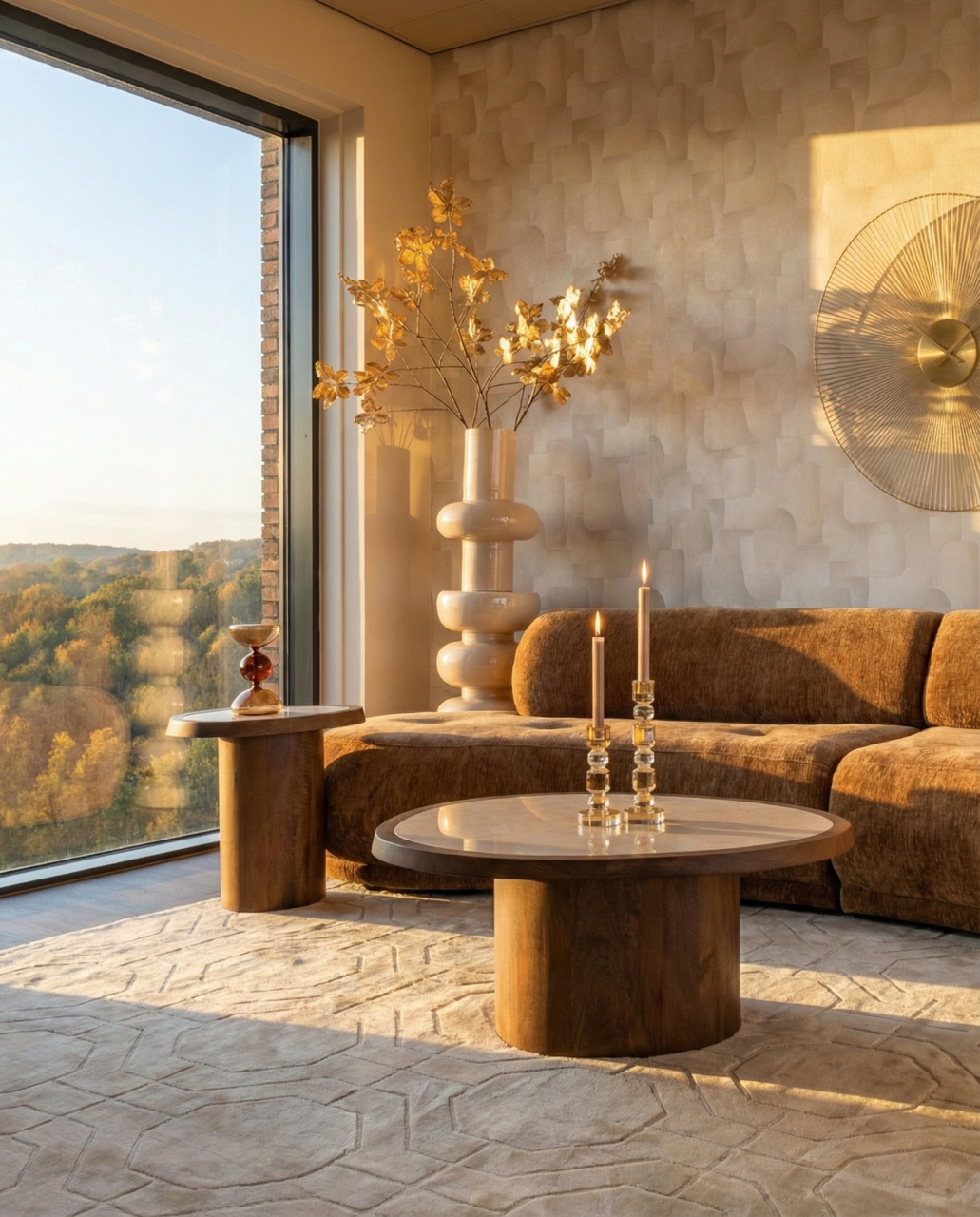 MELROSE Side Table in Mango Wood with Marble
