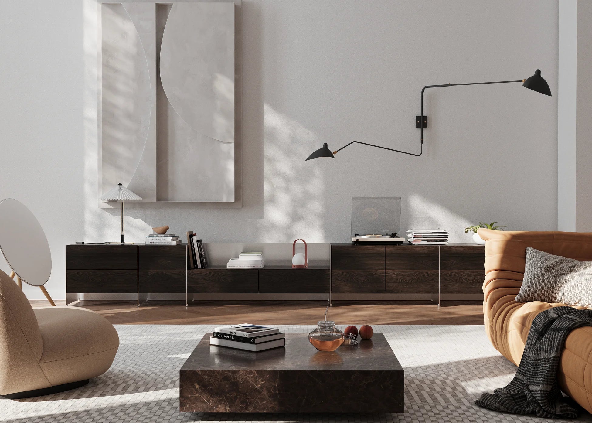 ALOOX Cabinet 120 Dark Oak Wood with Aluminum Finish