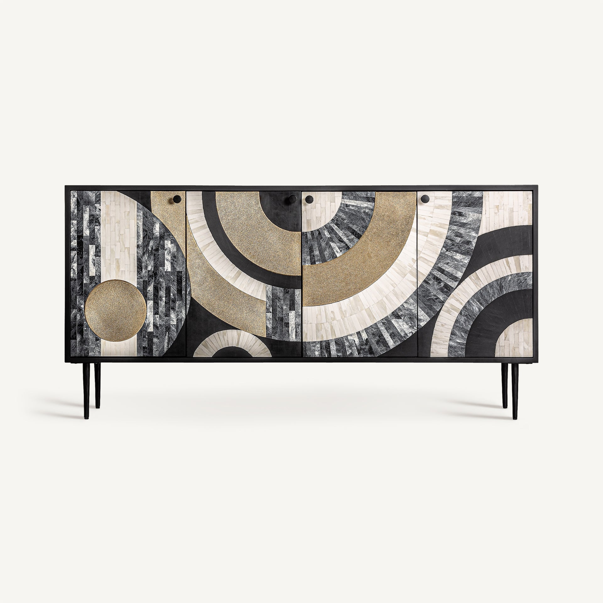 DARU Chest of Drawers in Black with Cream and Gold