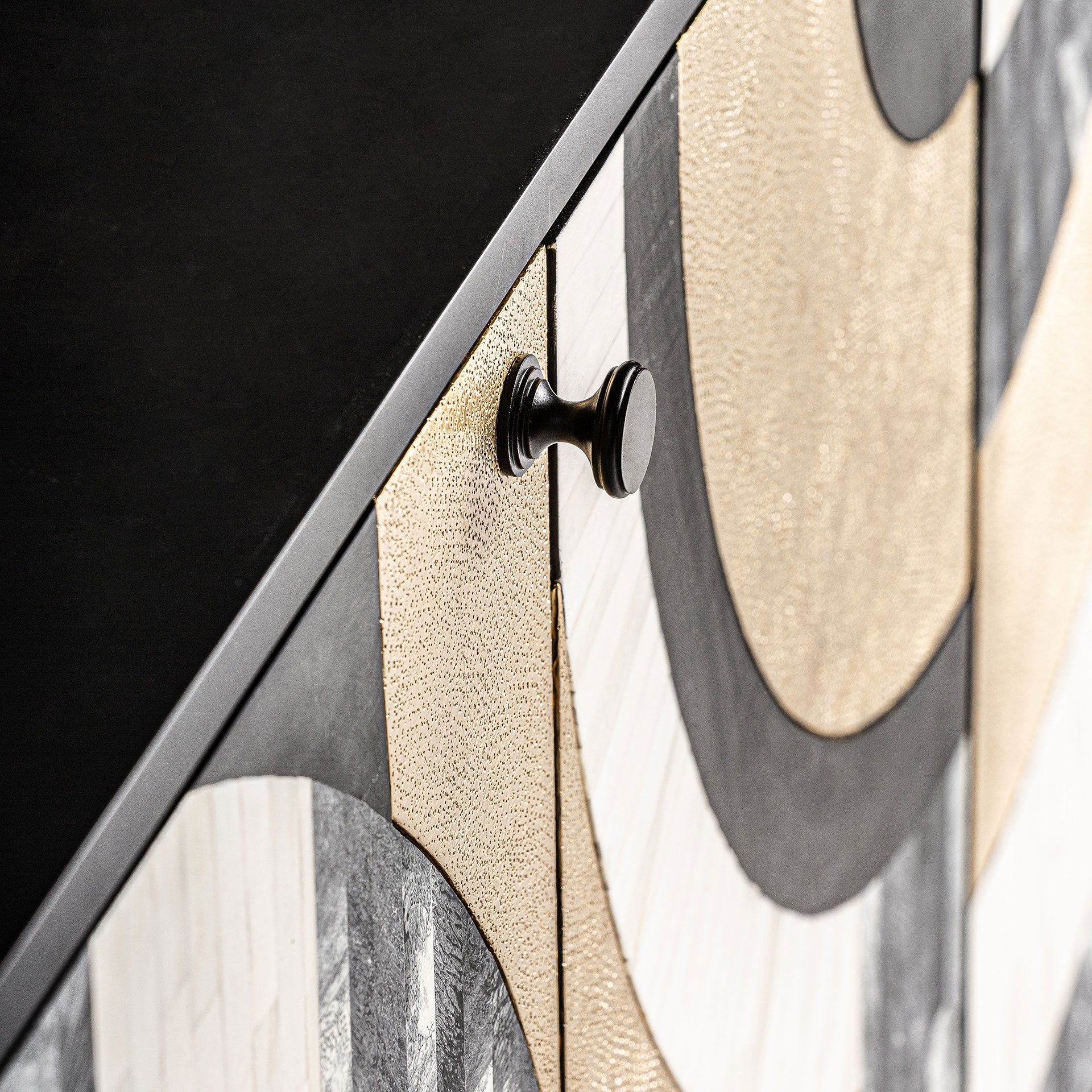 DARU Chest of Drawers in Black with Cream and Gold