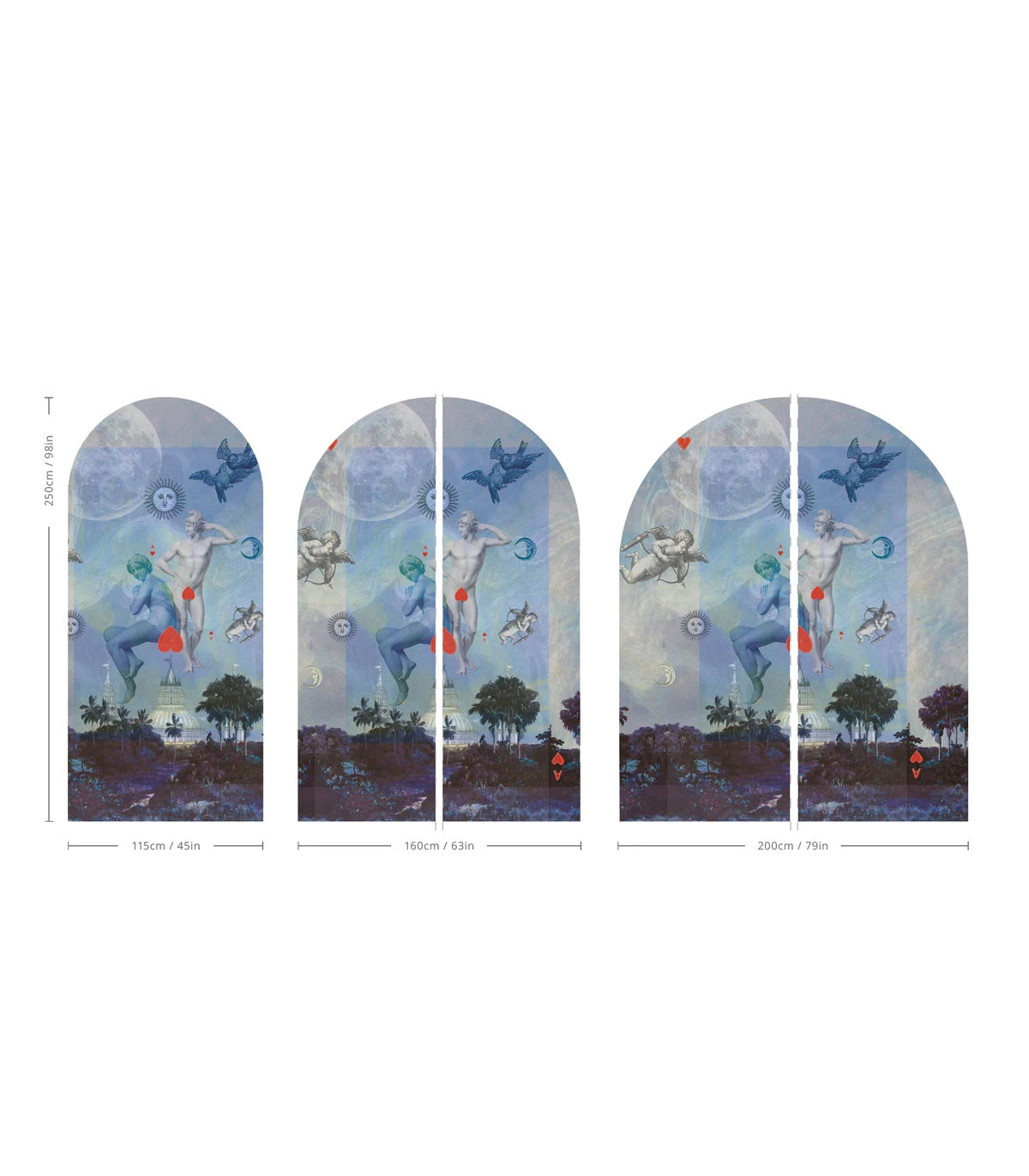 Mural flizelinowy w kształcie łuku AMORE niebieski