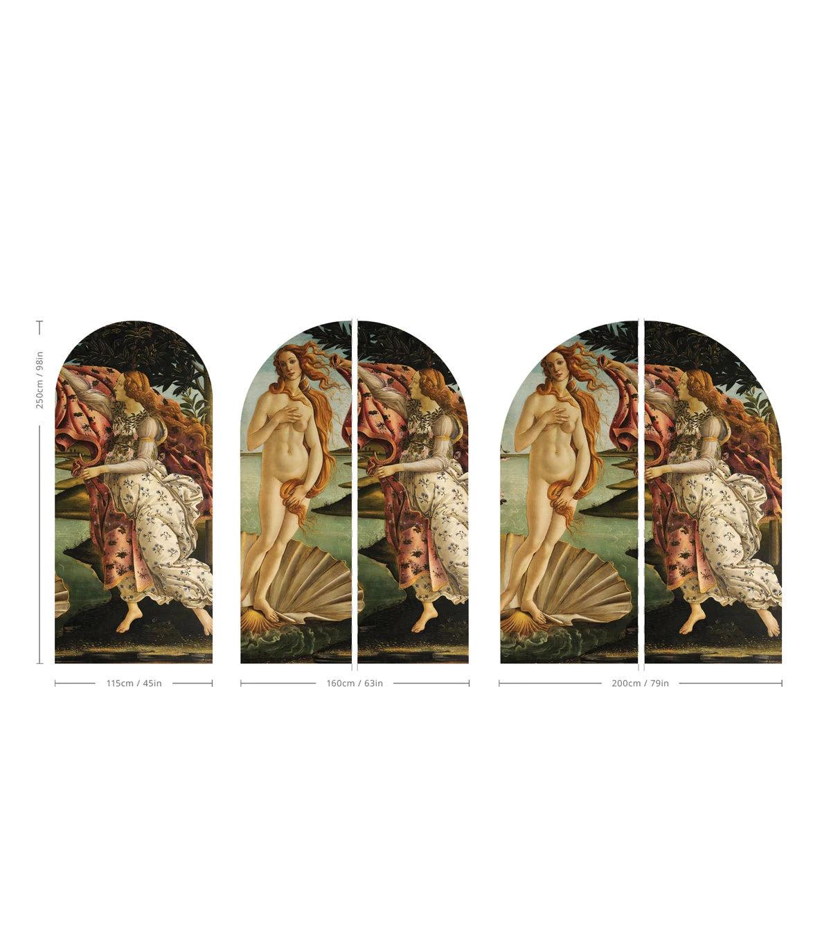 Mural flizelinowy w kształcie łuku BIRTH OF VENUS zielony z niebieskim
