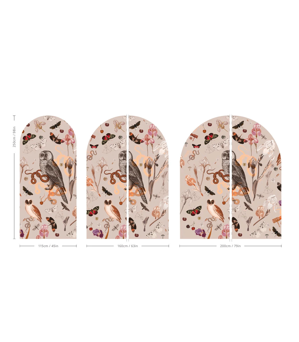 Mural flizelinowy w kształcie łuku PINK OWLS różowy