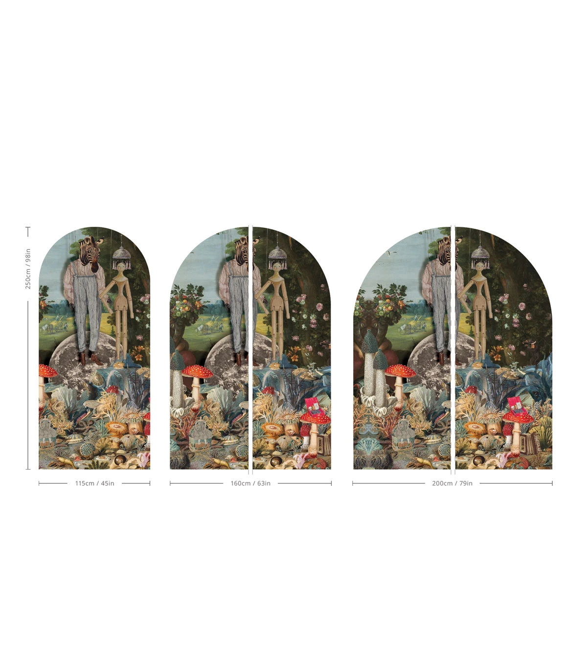 Mural flizelinowy w kształcie łuku PUPPETS ciemnozielony z niebieskim