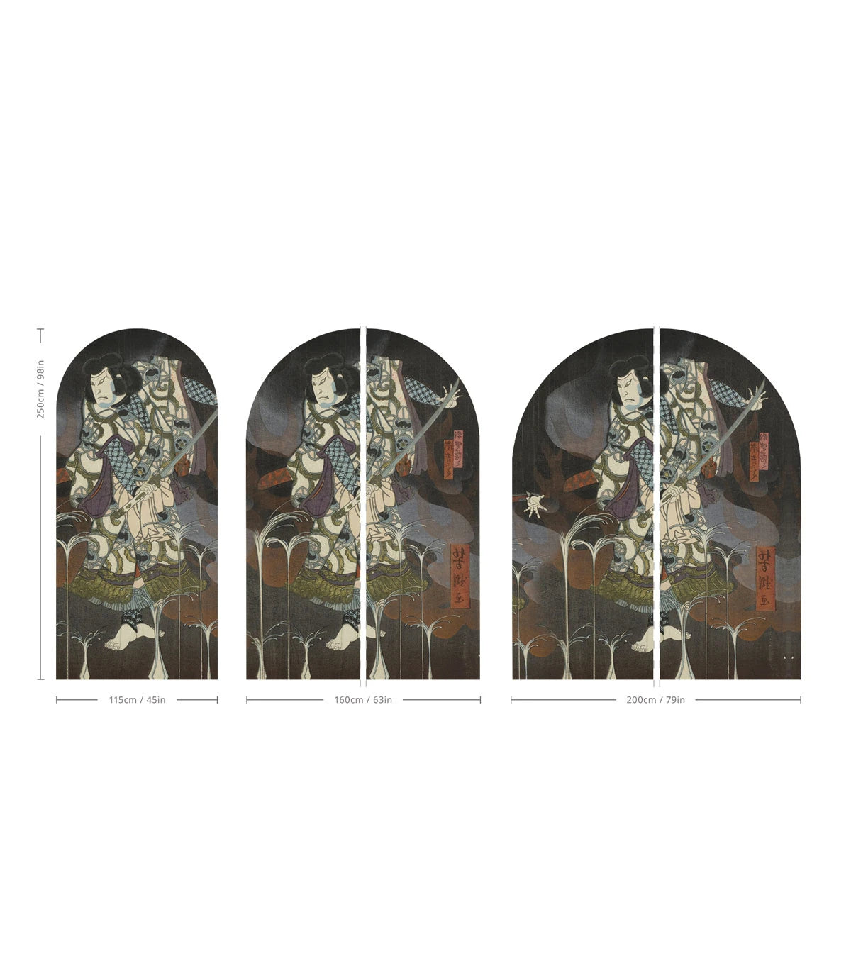 Mural flizelinowy w kształcie łuku SHOGUNS SHADOW ciemnoszary