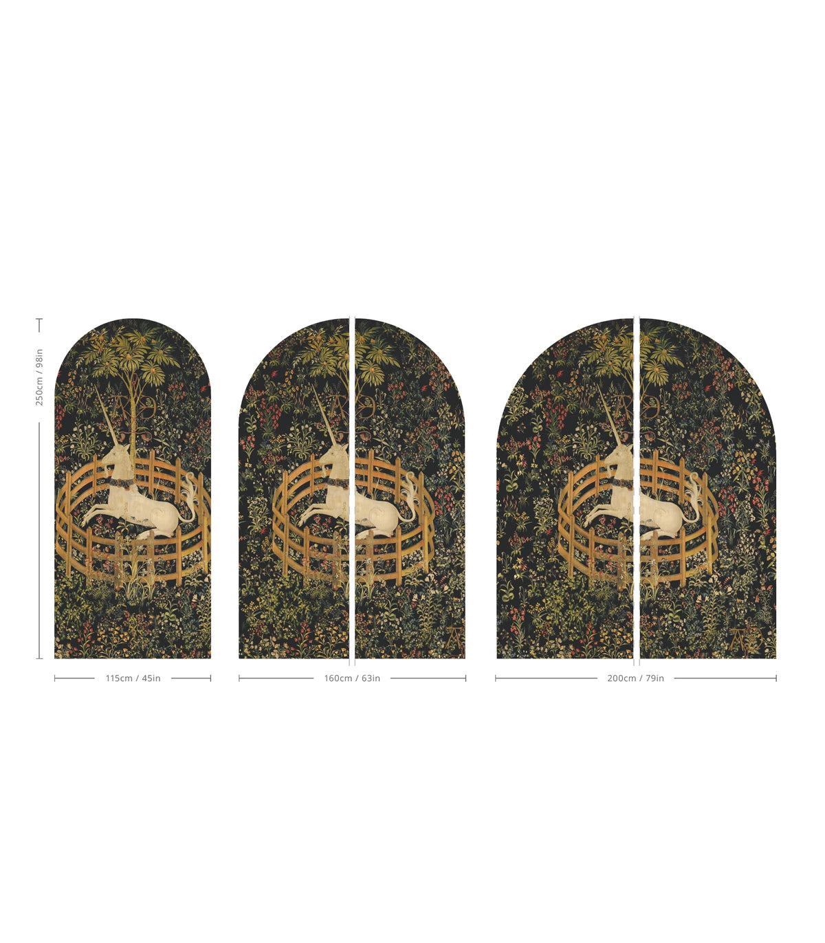 Mural flizelinowy w kształcie łuku UNICORN zielony