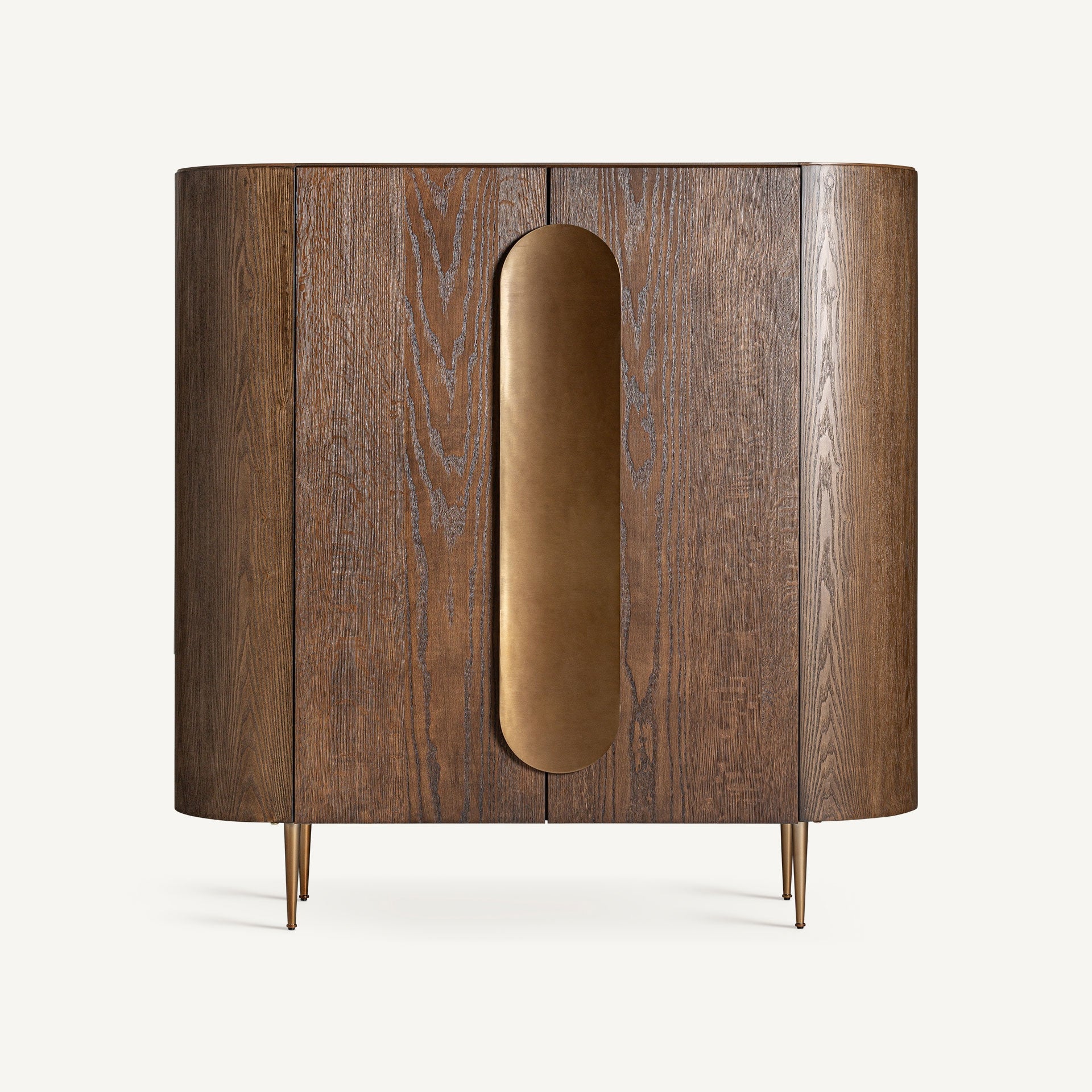 TREIGNAC wardrobe in oak wood with a gold base