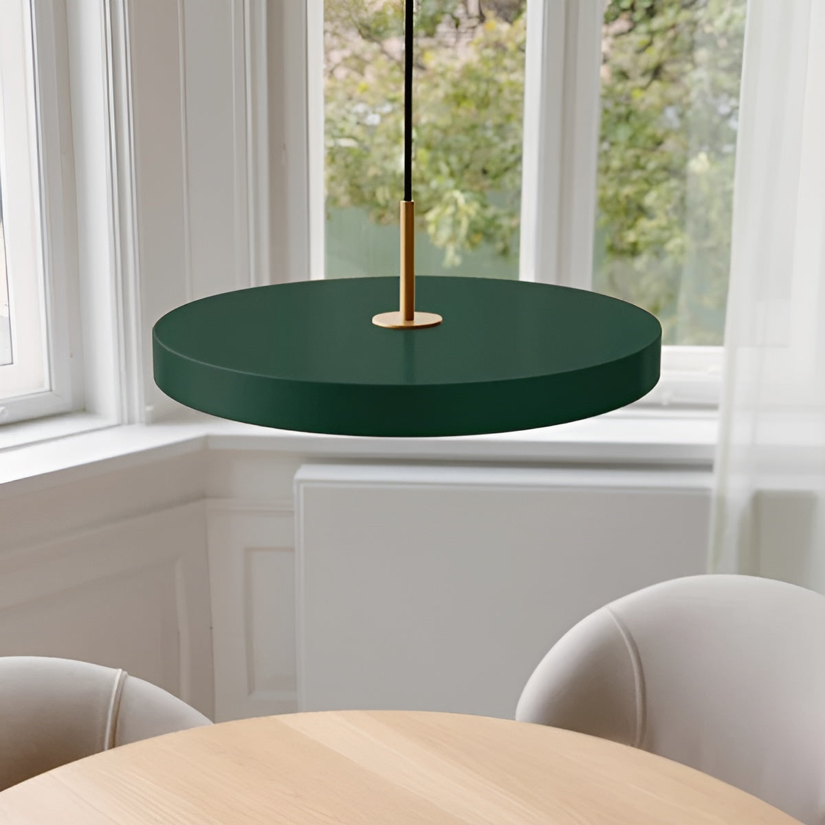 ASTERIA PLUS pendant lamp dark green with gold accent