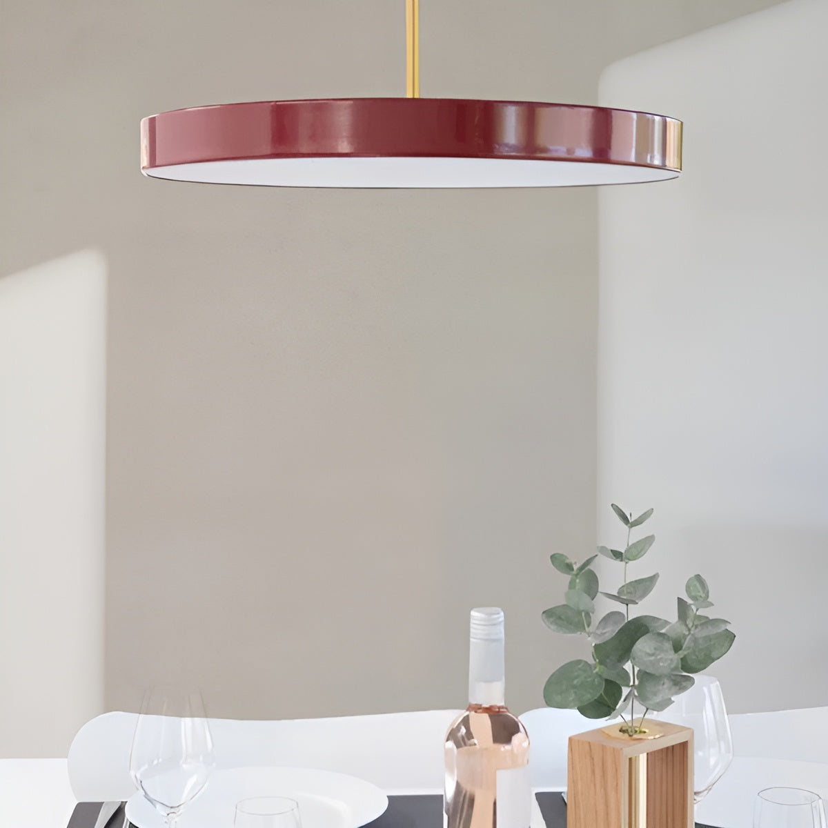 Asteria Plus Burgundy Pendant Lamp with Gold Accent