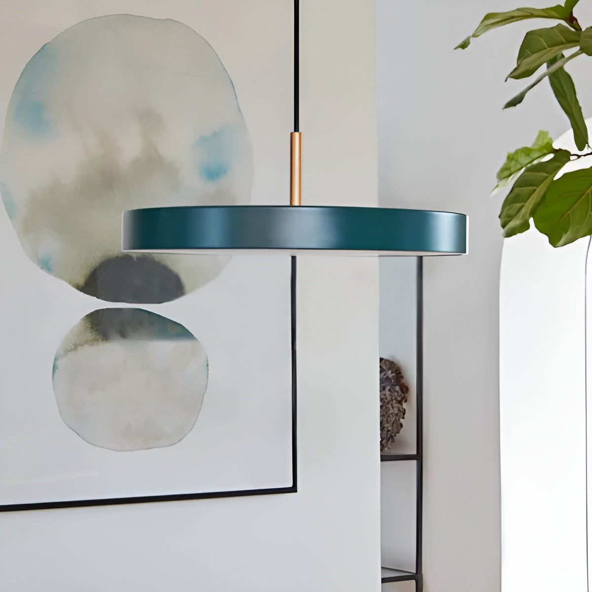 ASTERIA PLUS pendant lamp dark green with gold accent