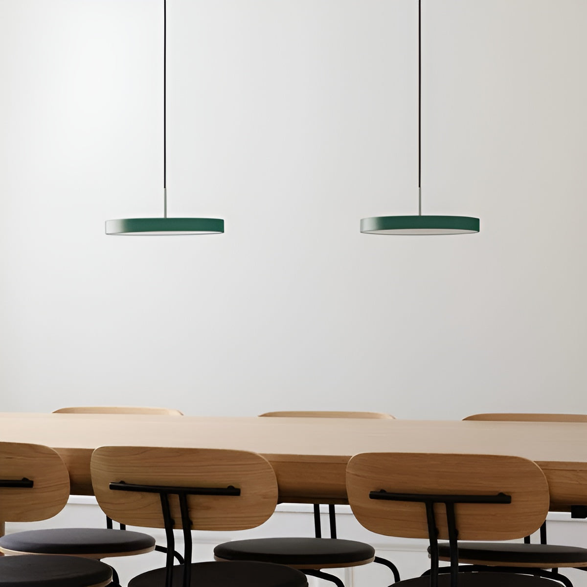 ASTERIA PLUS pendant lamp in dark green with silver insert