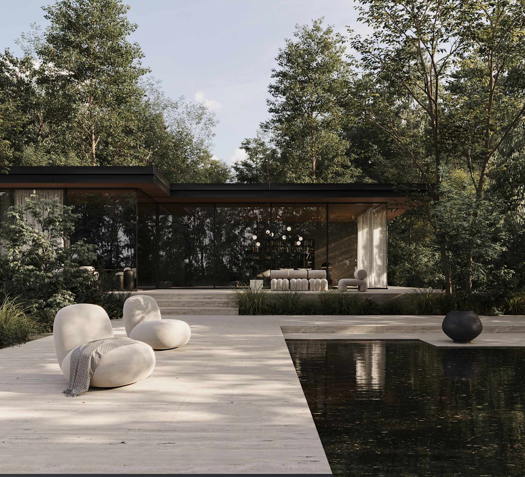 TOE FLAT armless armchair warm gray