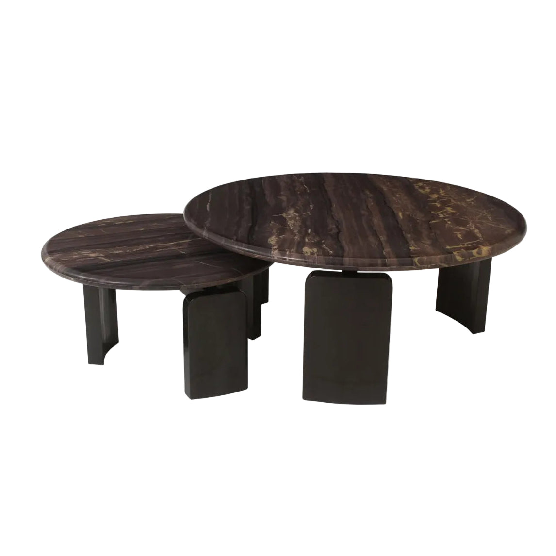 MENTON Coffee Table Set Brown Marble with Black