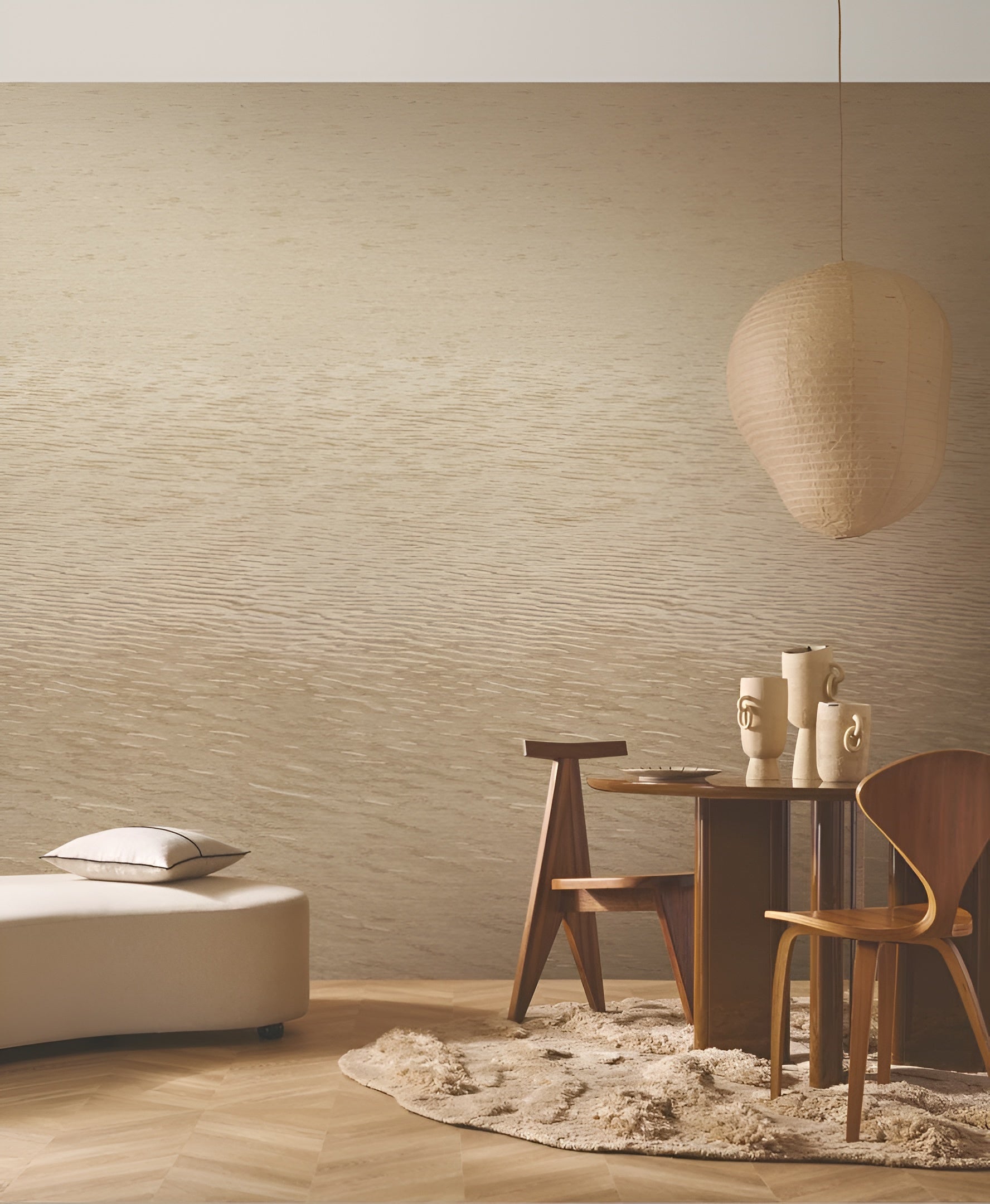 Mural imitujący splot żakardowy HAMANA - TRAVERTIN ciemnobeżowy