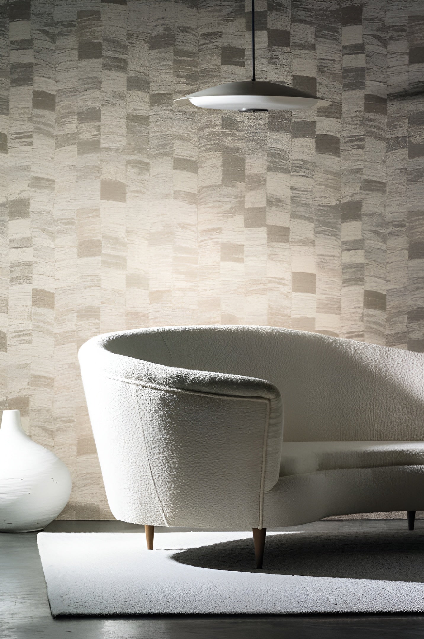 Textilní strukturovaná tapeta s geometrickým motivem PUEBLOS - SABLE pískový