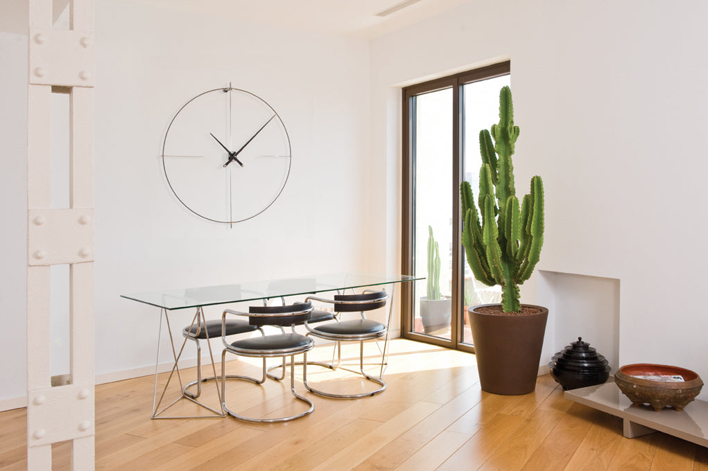 BILBAO wall clock in black walnut wood with black and chrome