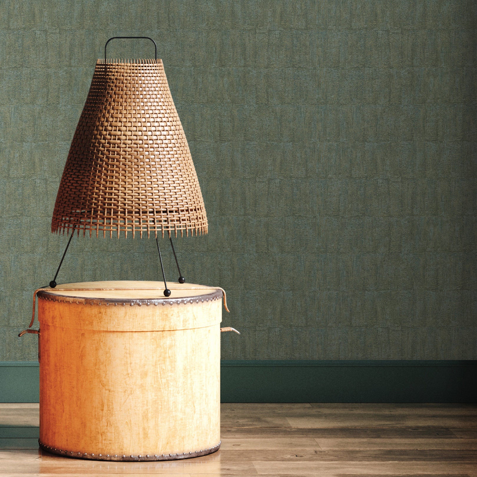 Strukturovaná tapeta imitující hlínu BIZEN - LIŠEJNÍK zelený s bronzem