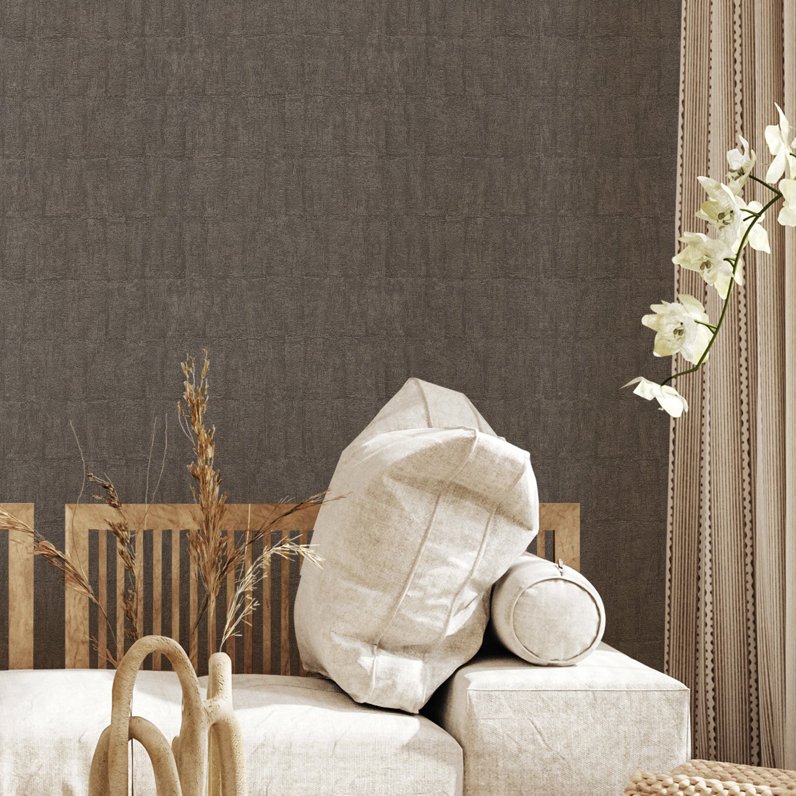 Tapeta se strukturou napodobující hlínu BIZEN - ANTRACIT antracitový