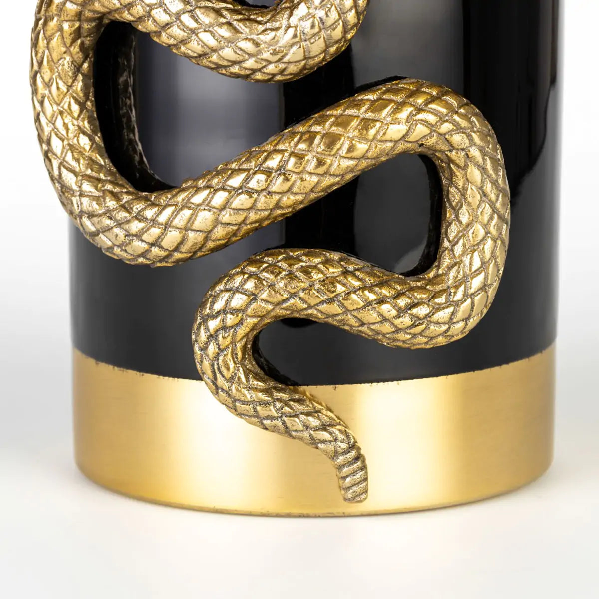 NEVER HURT A SNAKE VASE black with gold