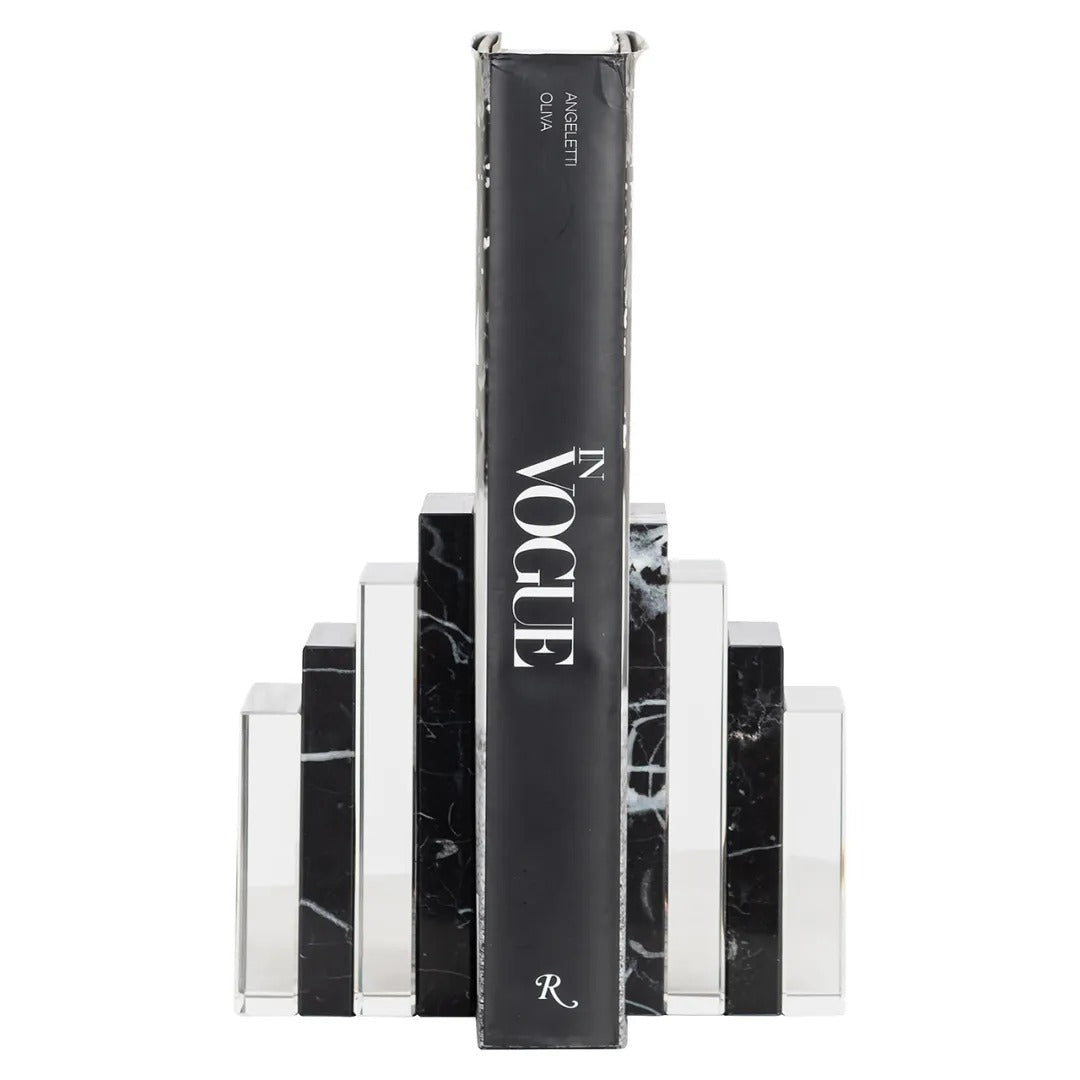 Podpórka do książek FANCY czarny marmur i kryształ