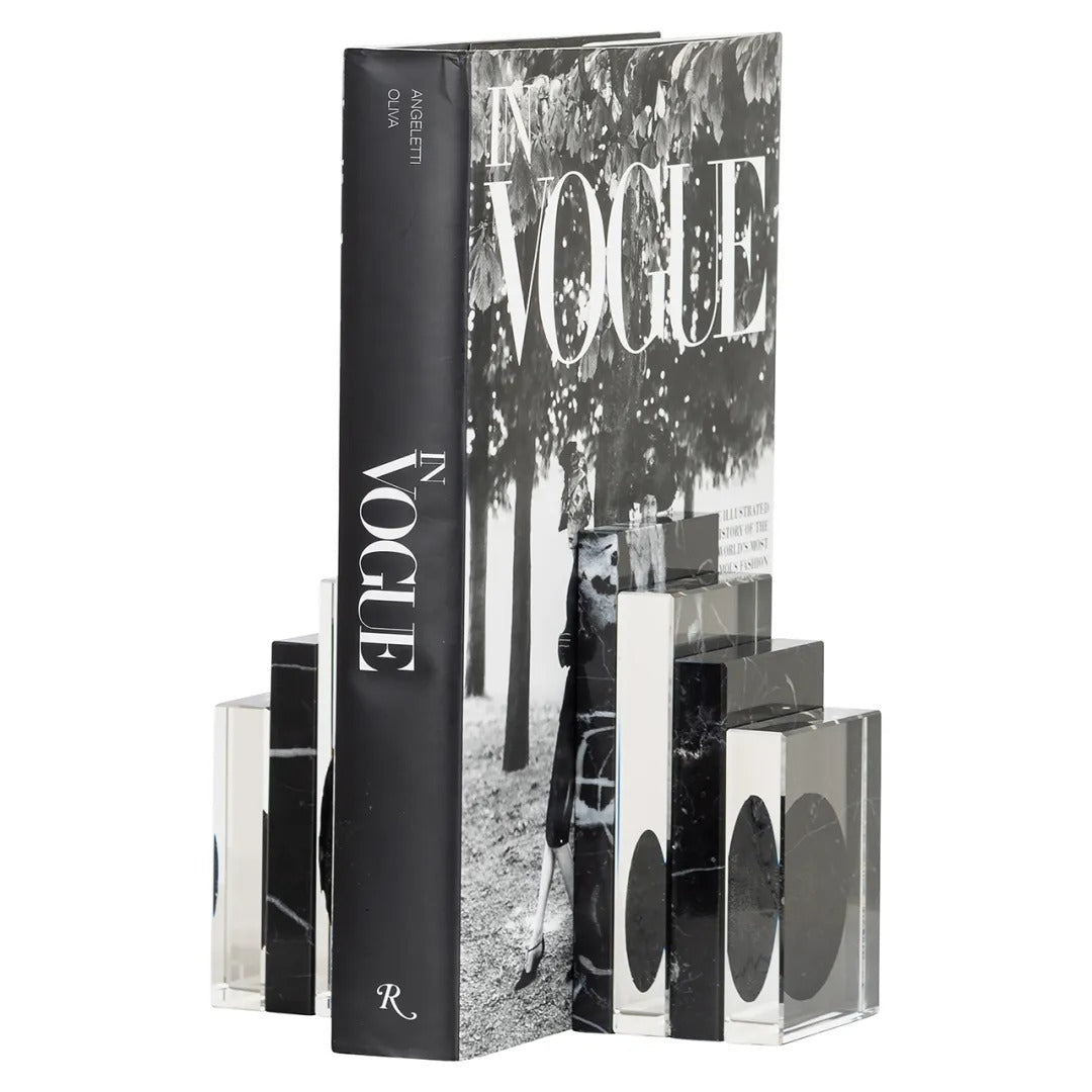 Podpórka do książek FANCY czarny marmur i kryształ