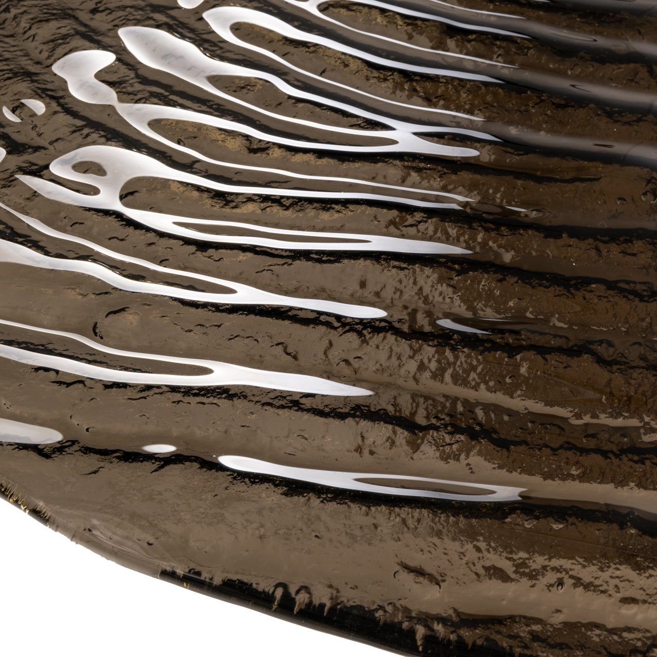 Kulatý stůl GLASTONBURRY se skleněnou deskou a hnědou základnou