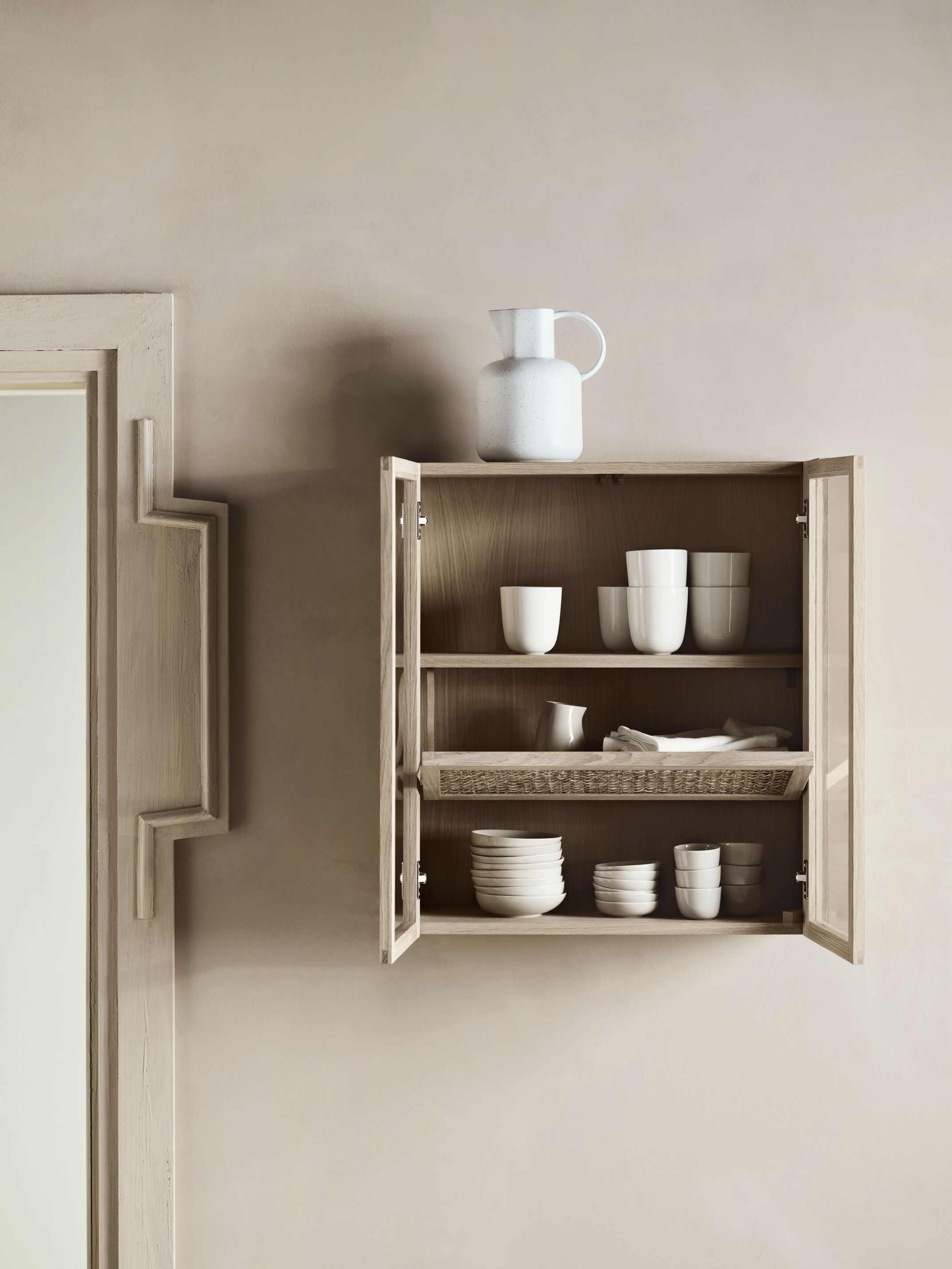 Nástěnná skříňka CANA bělené dubové dřevo