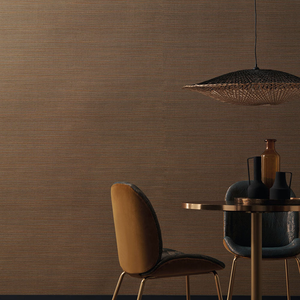 Tapeta se strukturou napodobující rostlinné plátno PANDAN - OCRE zlatý