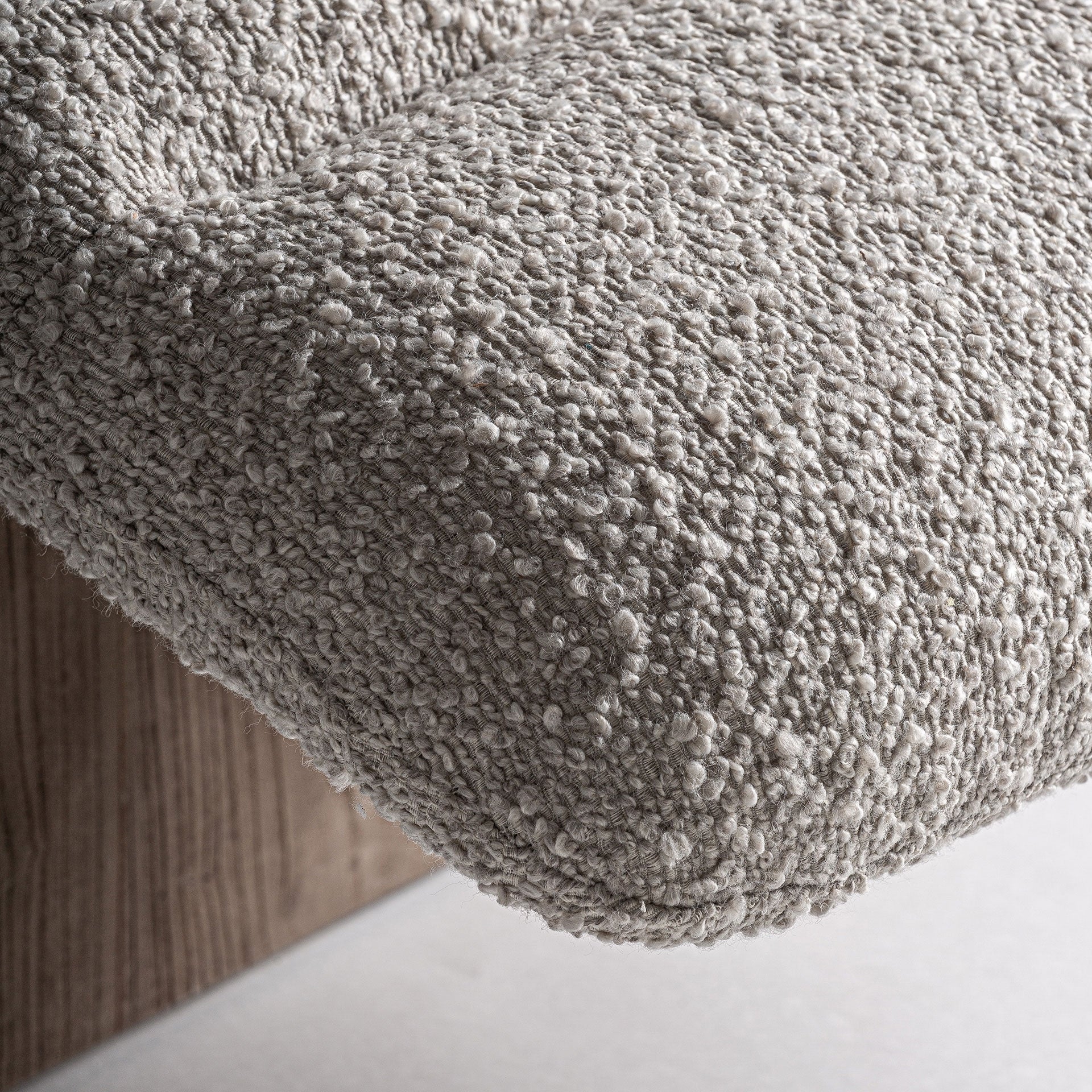 Beige JACQUARD Chaise Longue with Wooden Base