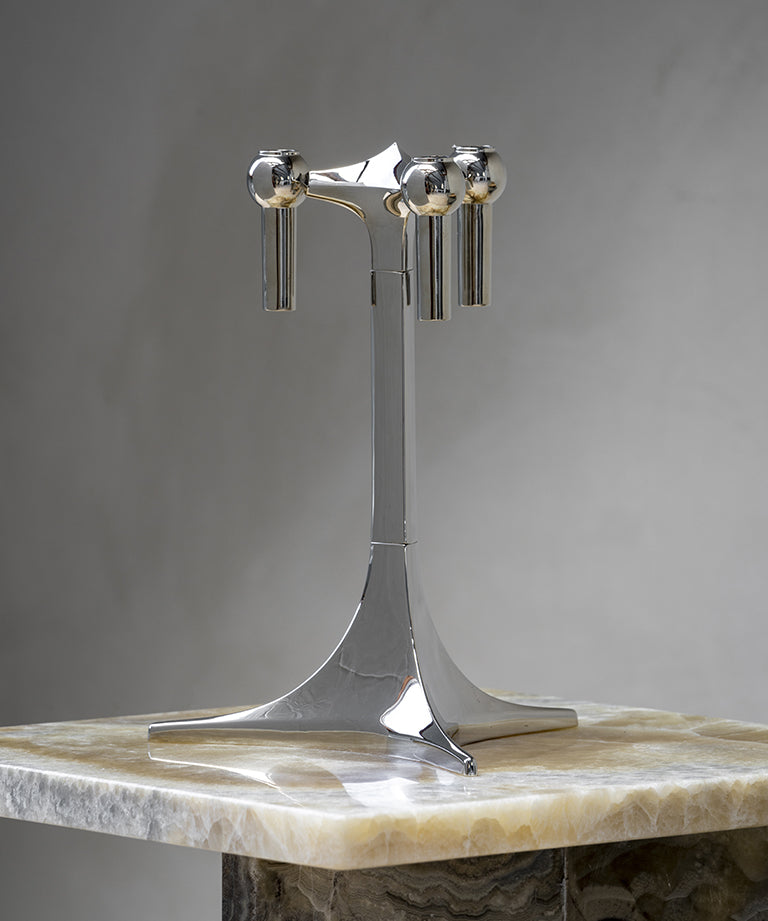 Świecznik wysoki STOFF NAGEL chrom