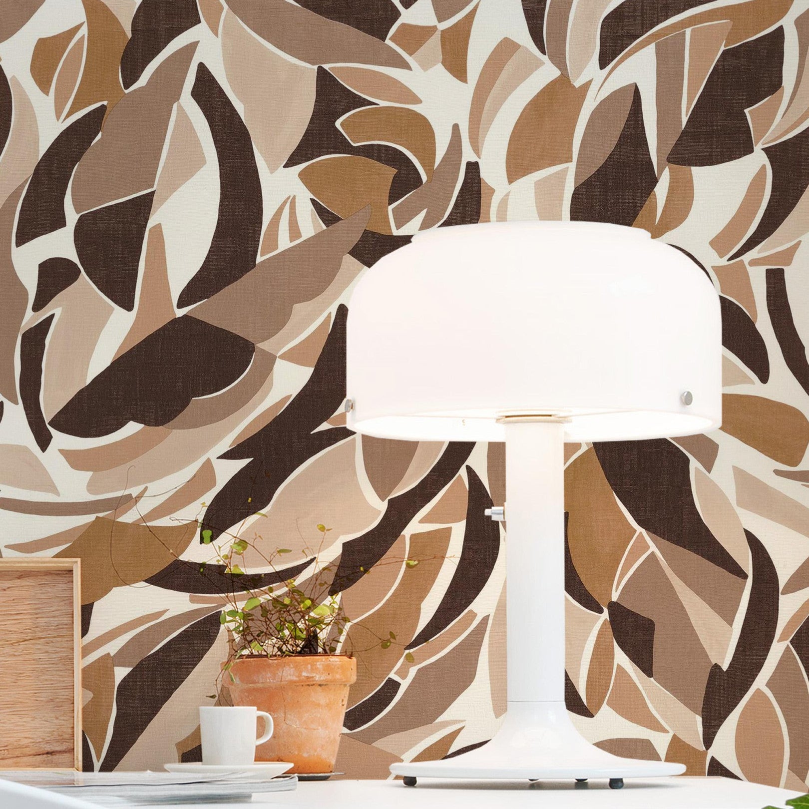 Structural wallpaper with abstract pattern COLLAGE - WHITE/CHOCOLATE white with chocolate