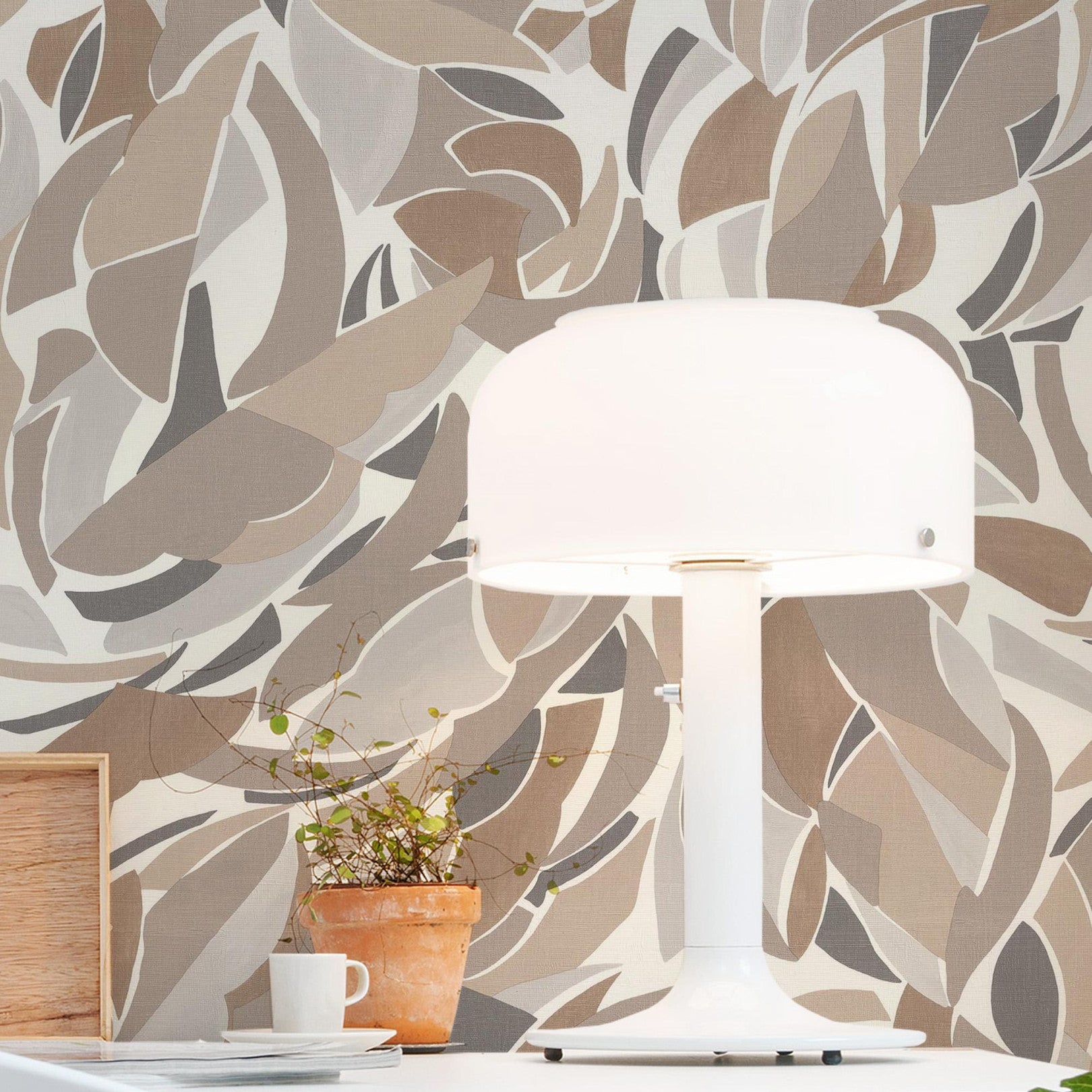 Tapeta strukturalna z abstrakcyjnym wzorem COLLAGE - BLANC/SABLE biały z piaskowym – Casamance