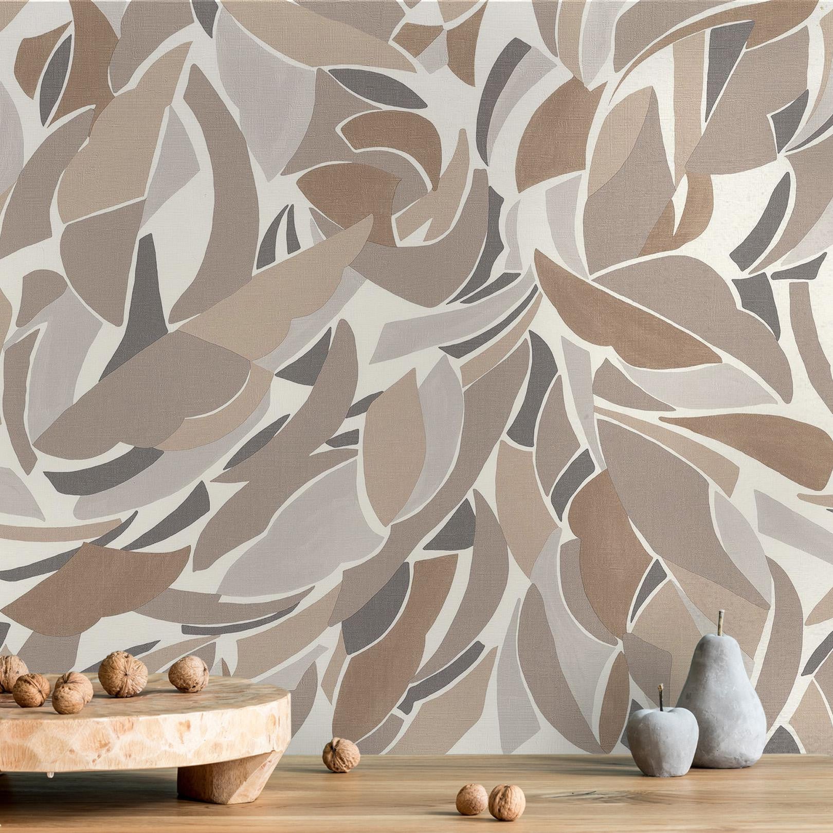 Tapeta strukturalna z abstrakcyjnym wzorem COLLAGE - BLANC/SABLE biały z piaskowym – Casamance