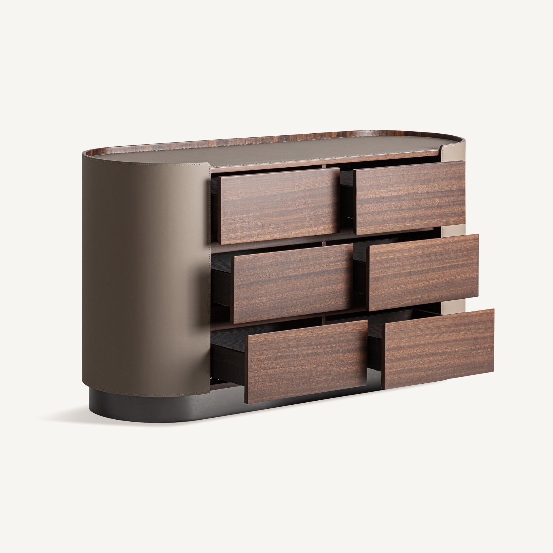KANDERN Chest of Drawers in Eucalyptus Veneer with Beige Finish