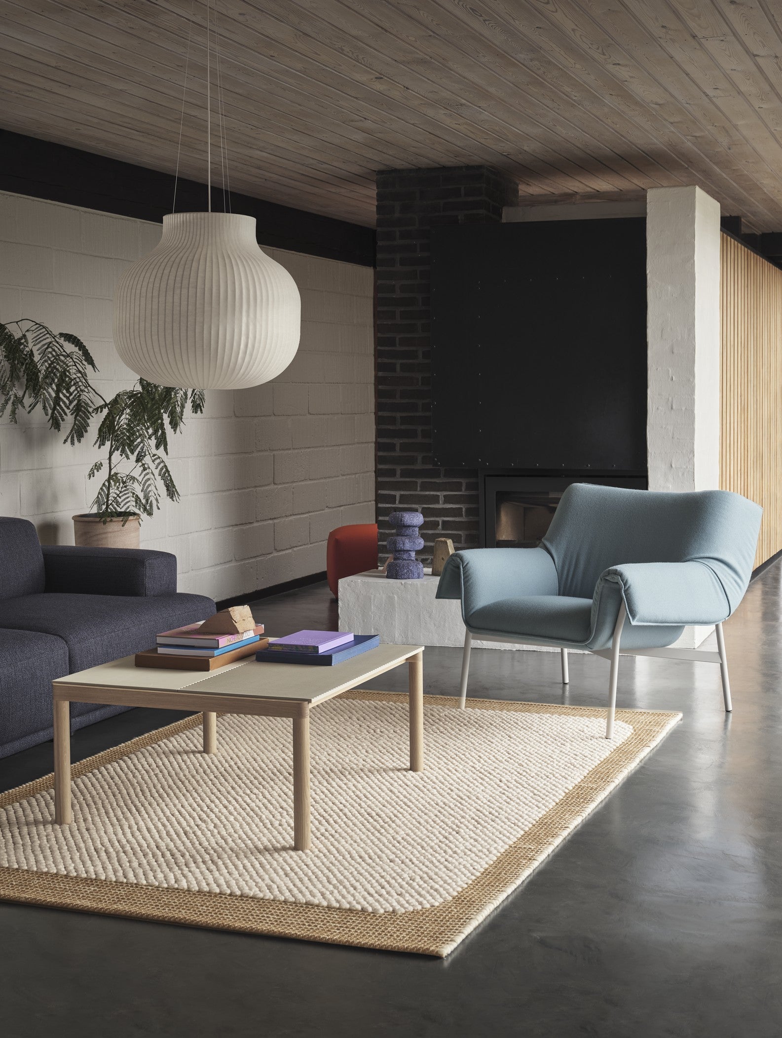 Couple Sand Coffee Table with Oak Base