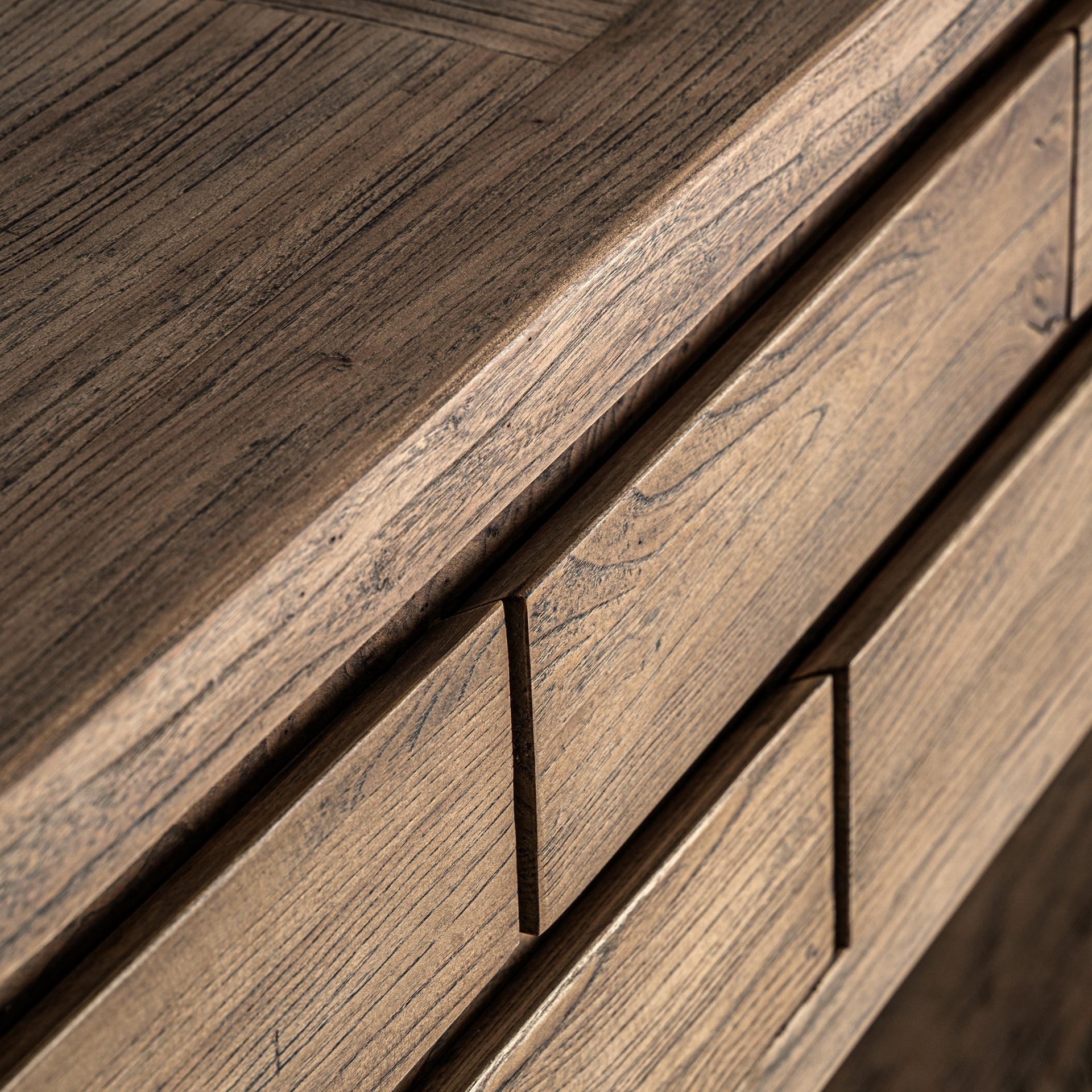 NORVIK Console with Drawers, Elm Wood