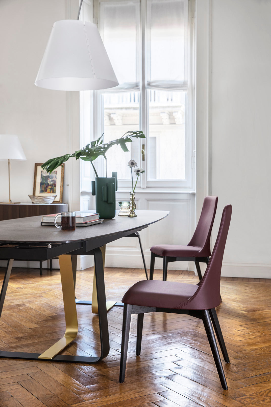 Upholstered ETOILE Chair with Graphite Wooden Base