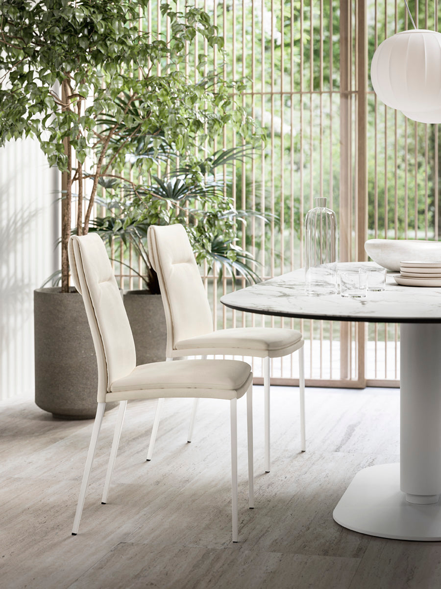 CARMEN upholstered chair with beige base