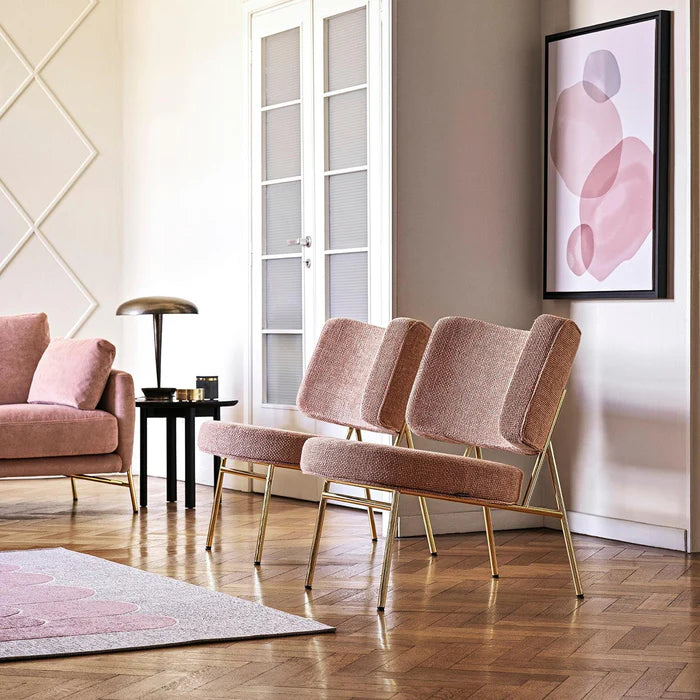 Upholstered COCO armchair with a black base