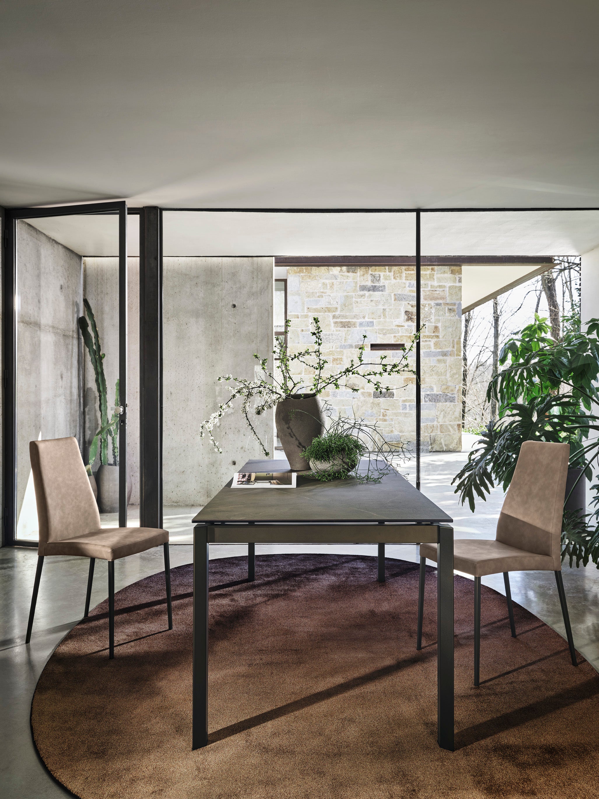 AIDA upholstered chair with beige base