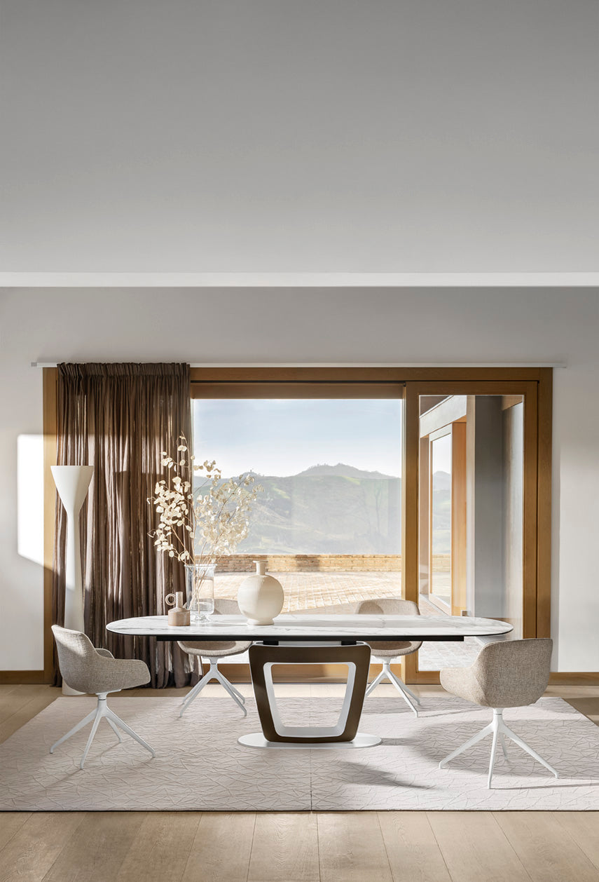 IGLOO upholstered swivel chair with black base