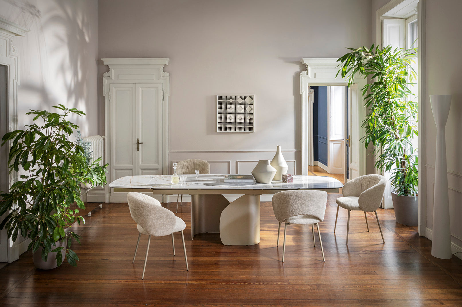 Rozkládací stůl TWINS s béžovou deskou a béžovým podstavcem