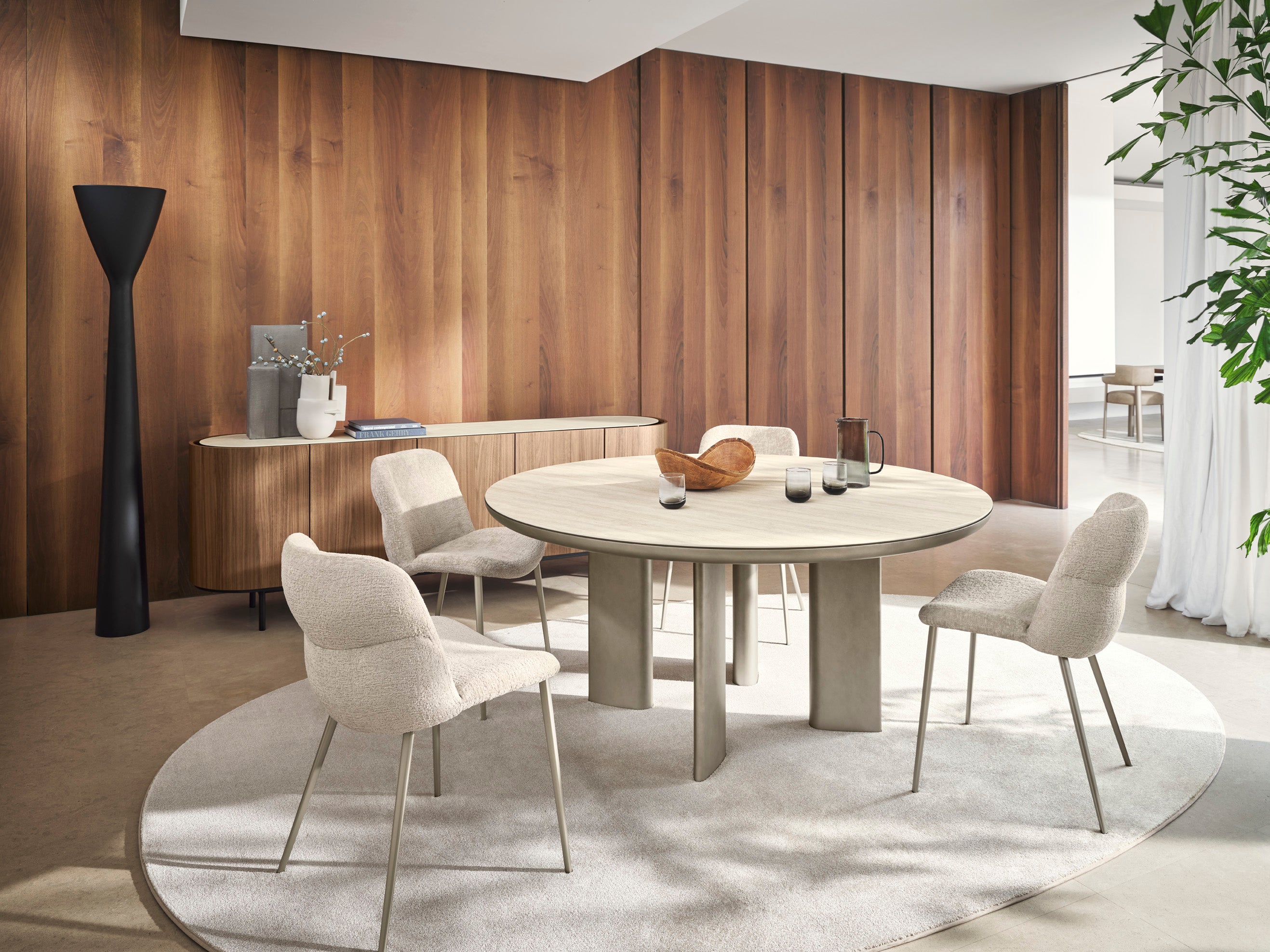 Round Table SANDY with Beige Top and Beige Base