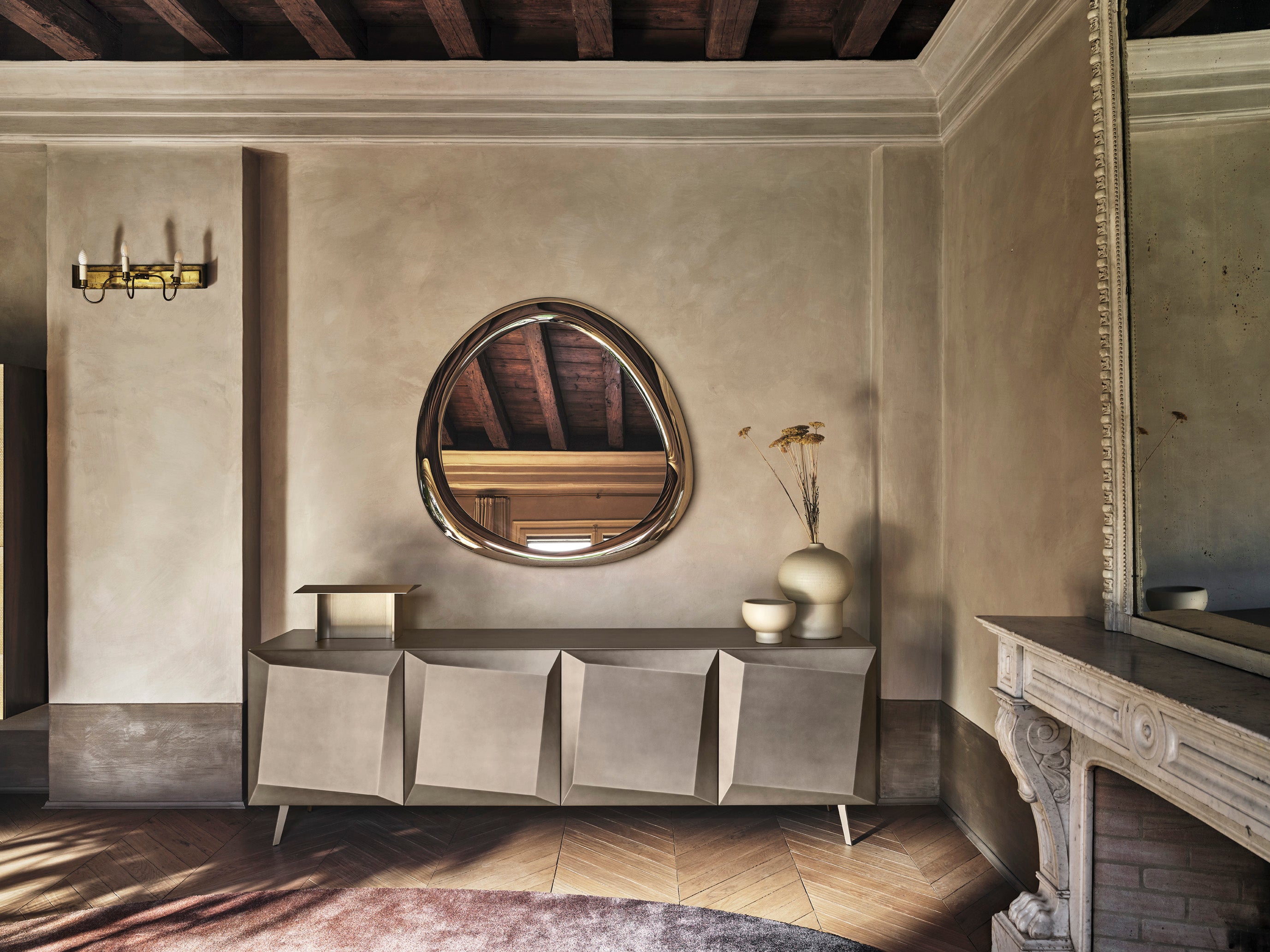 Kruhový lustr AURA šedé sklo