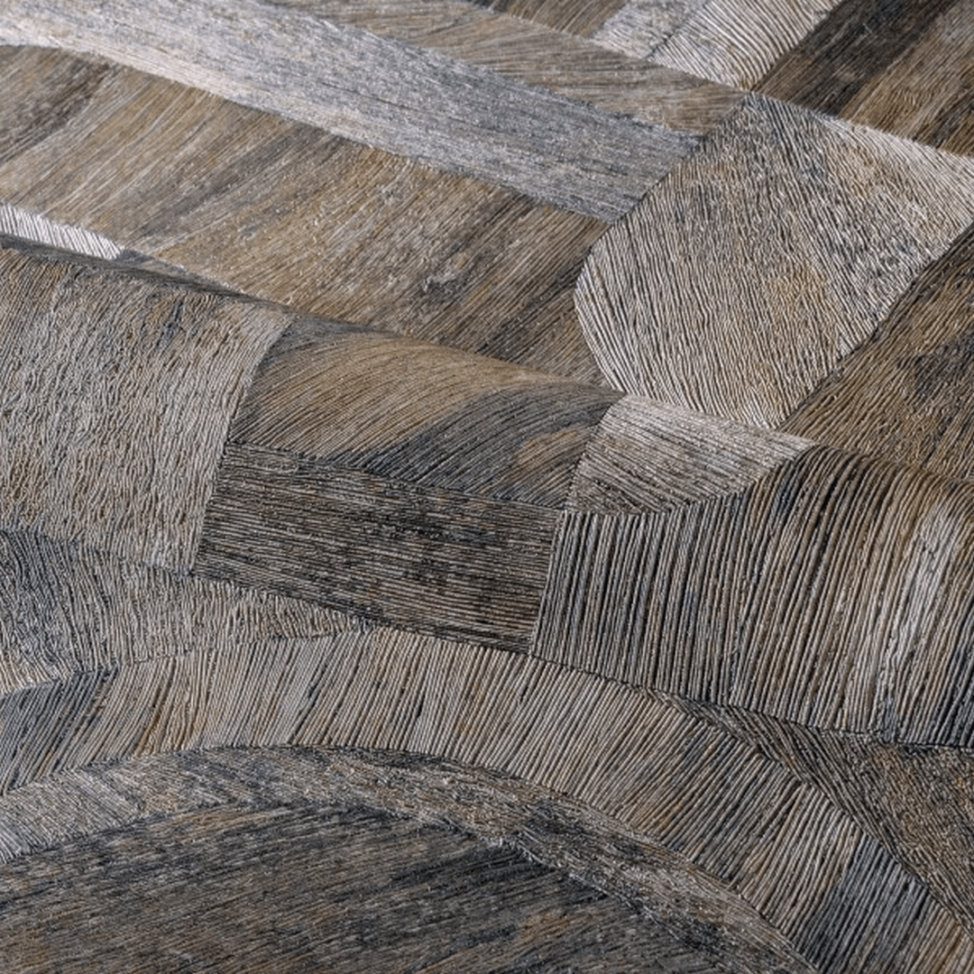 Tapeta se strukturou napodobující dřevo s geometrickým vzorem mozaiky INTARSIA - ÉBÈNE ebenový