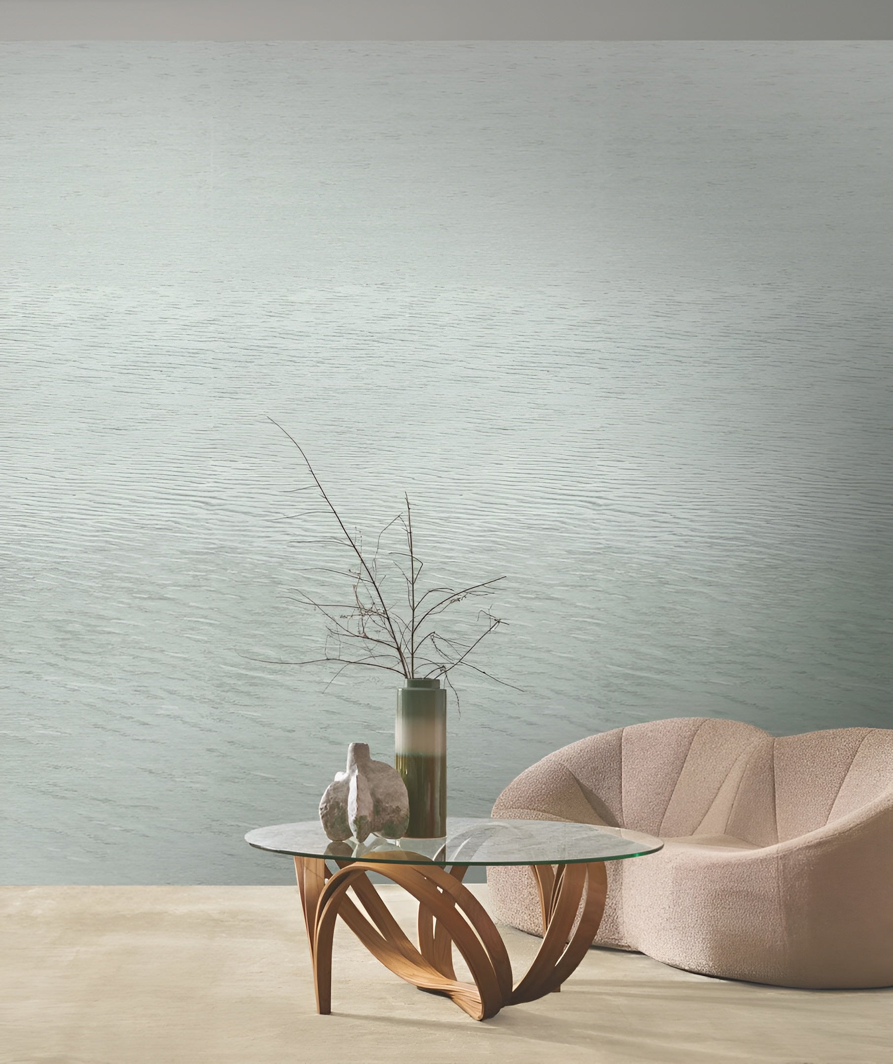 Nástěnná malba napodobující žakárový vzor HAMANA - OPALINE tyrkysová