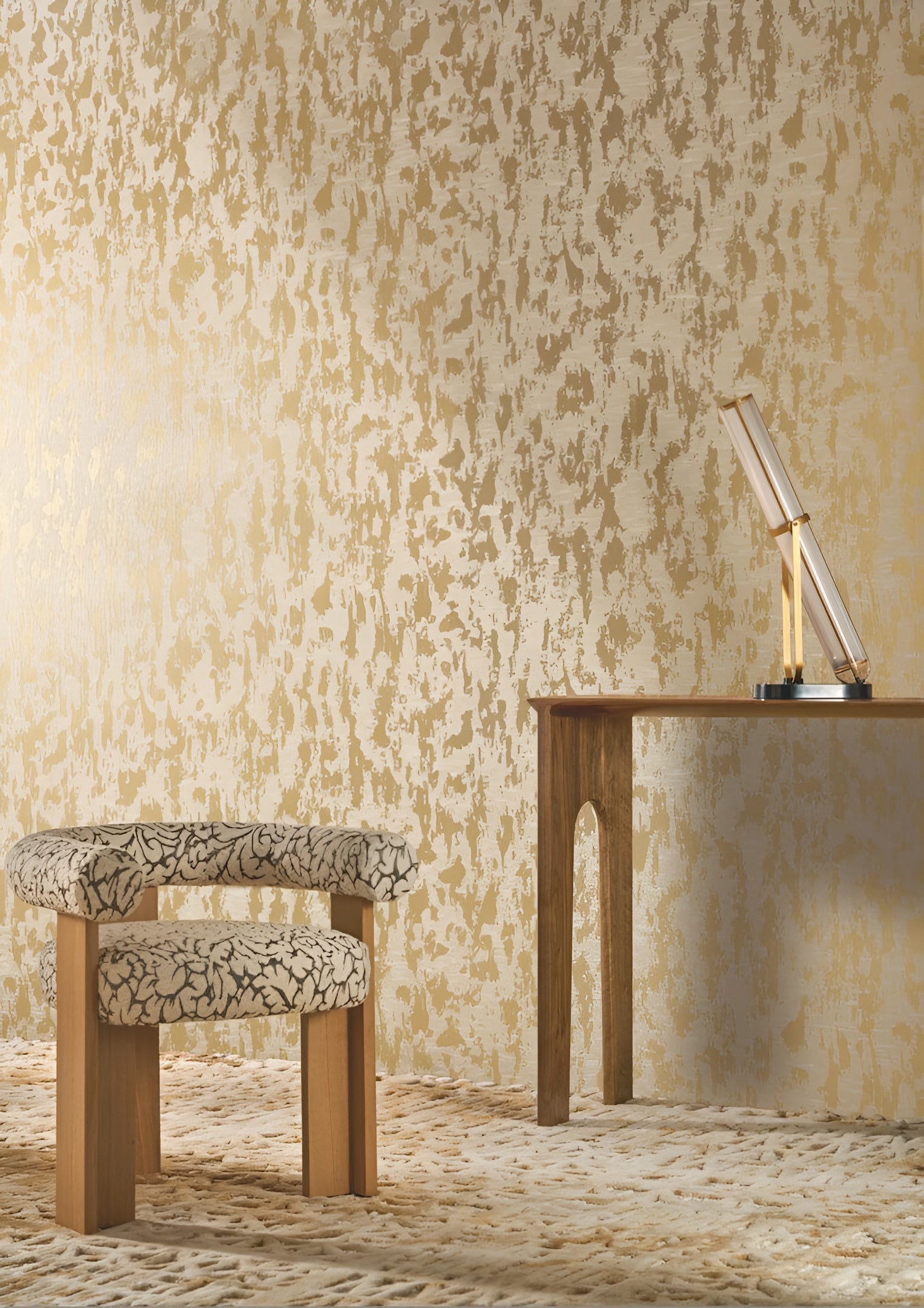 Tapeta tekstylna metaliczna PRECIOZA - IVOIRE OR kość słoniowa